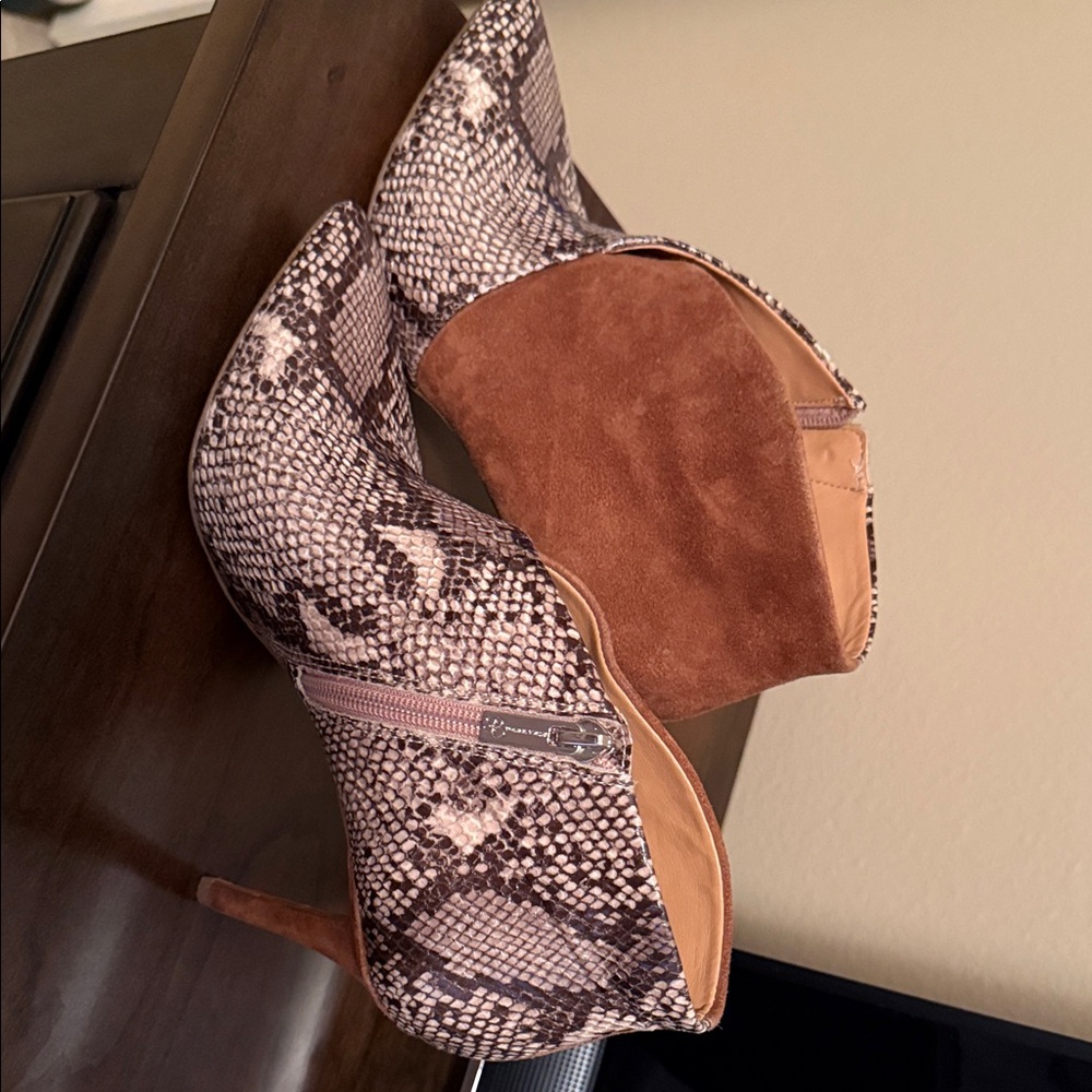 Jessica Simpson Snakeskin and Brown Heeled Boots